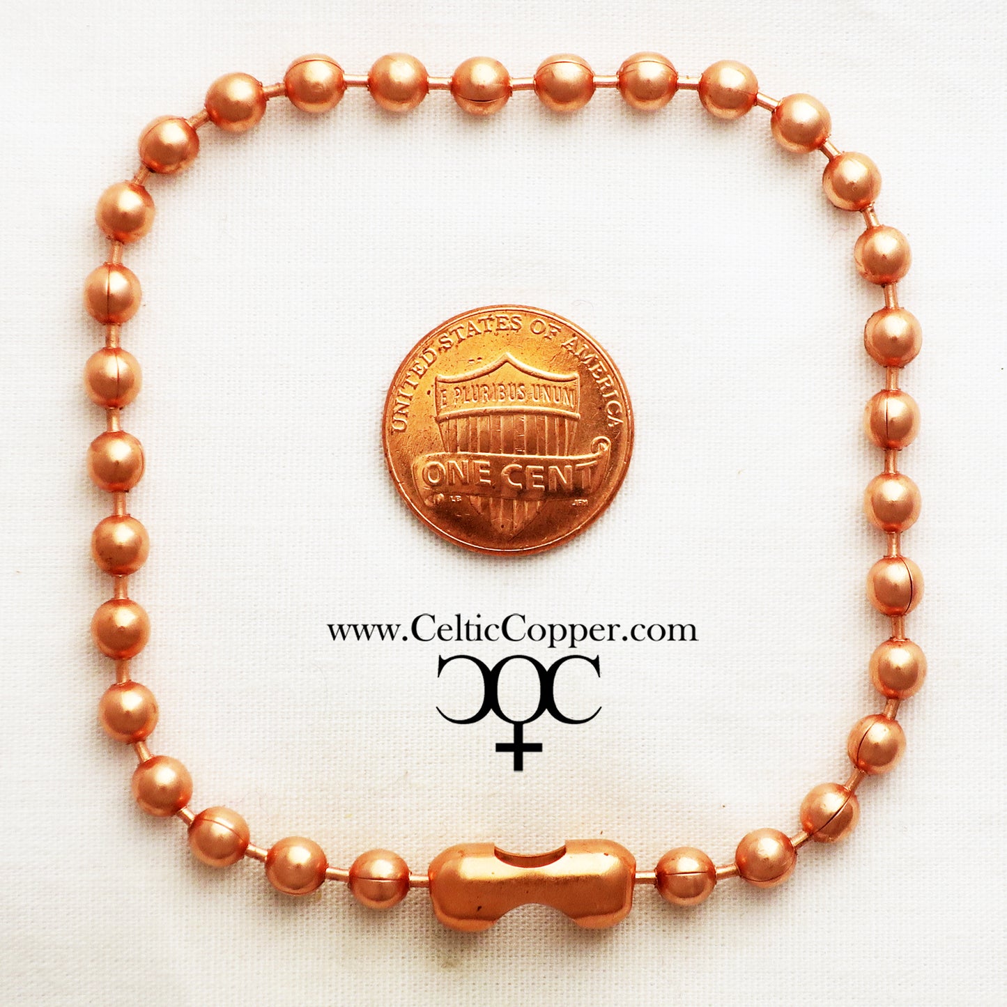 Copper Bead Chain Jewelry Set 4.8mm Solid Copper Round Bead Necklace Chain And Bracelet SET48