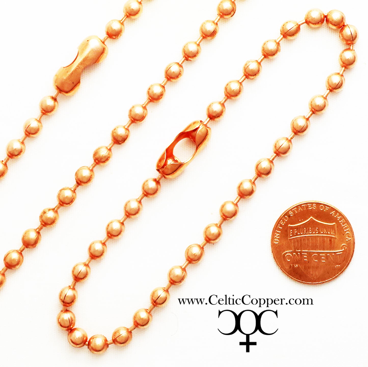 Copper Bead Chain Jewelry Set 4.8mm Solid Copper Round Bead Necklace Chain And Bracelet SET48