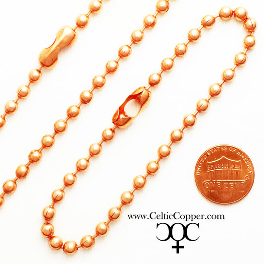 Copper Bead Chain Jewelry Set 4.8mm Solid Copper Round Bead Necklace Chain And Bracelet SET48