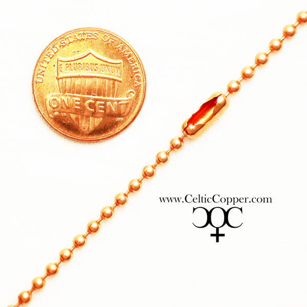 Copper Bead Chain Jewelry Set | 2.4mm Solid Copper Round Bead Necklace Chain And Bracelet SET22