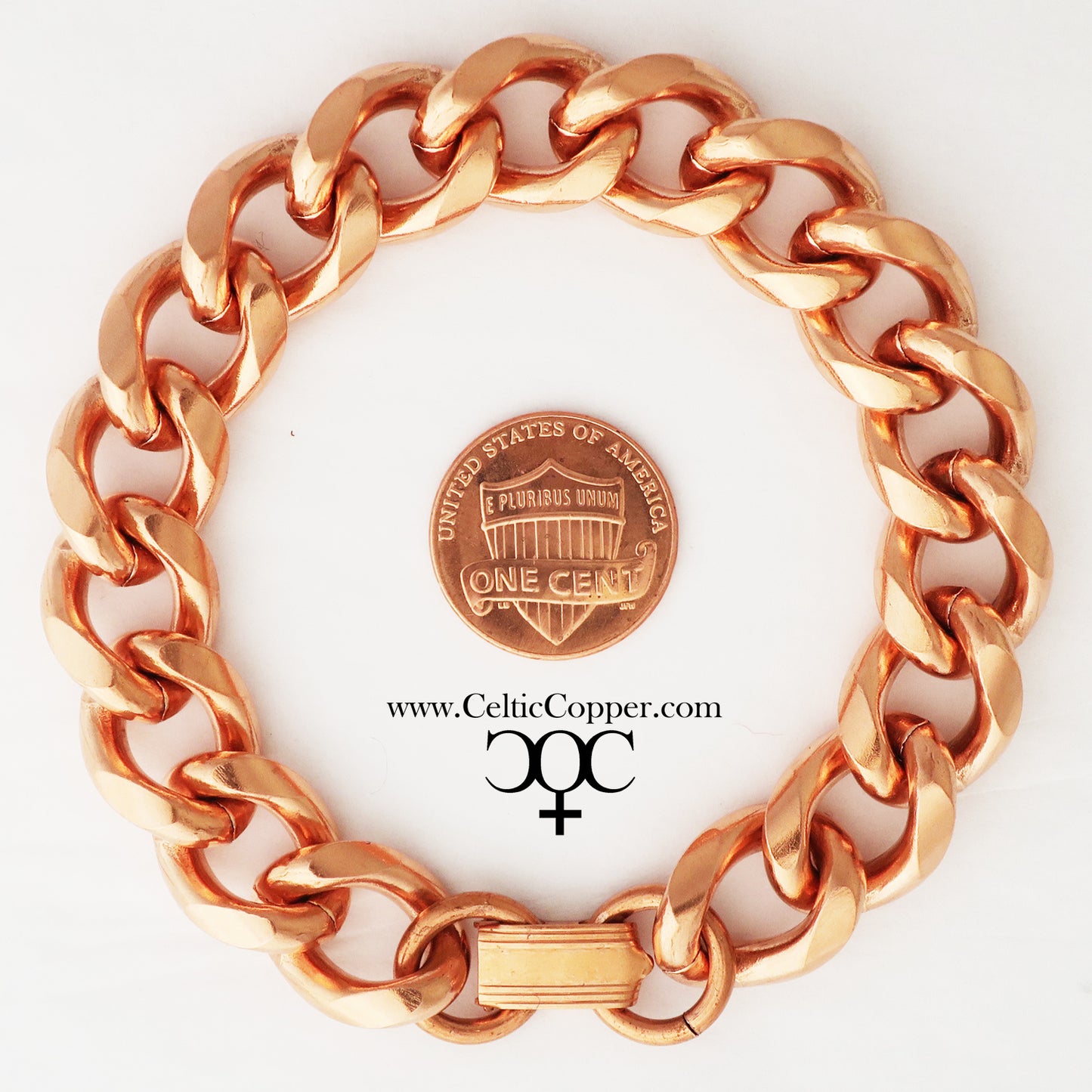 Copper Necklace Chain Set For Men Heavy Duty 18" Curb Chain Necklace And Matching Bracelet SET7918