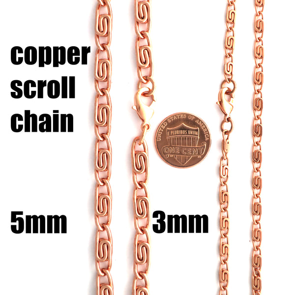 Scroll Chain | Copper Jewelry Set | Solid Copper Chain Necklaces | Bracelet SET66