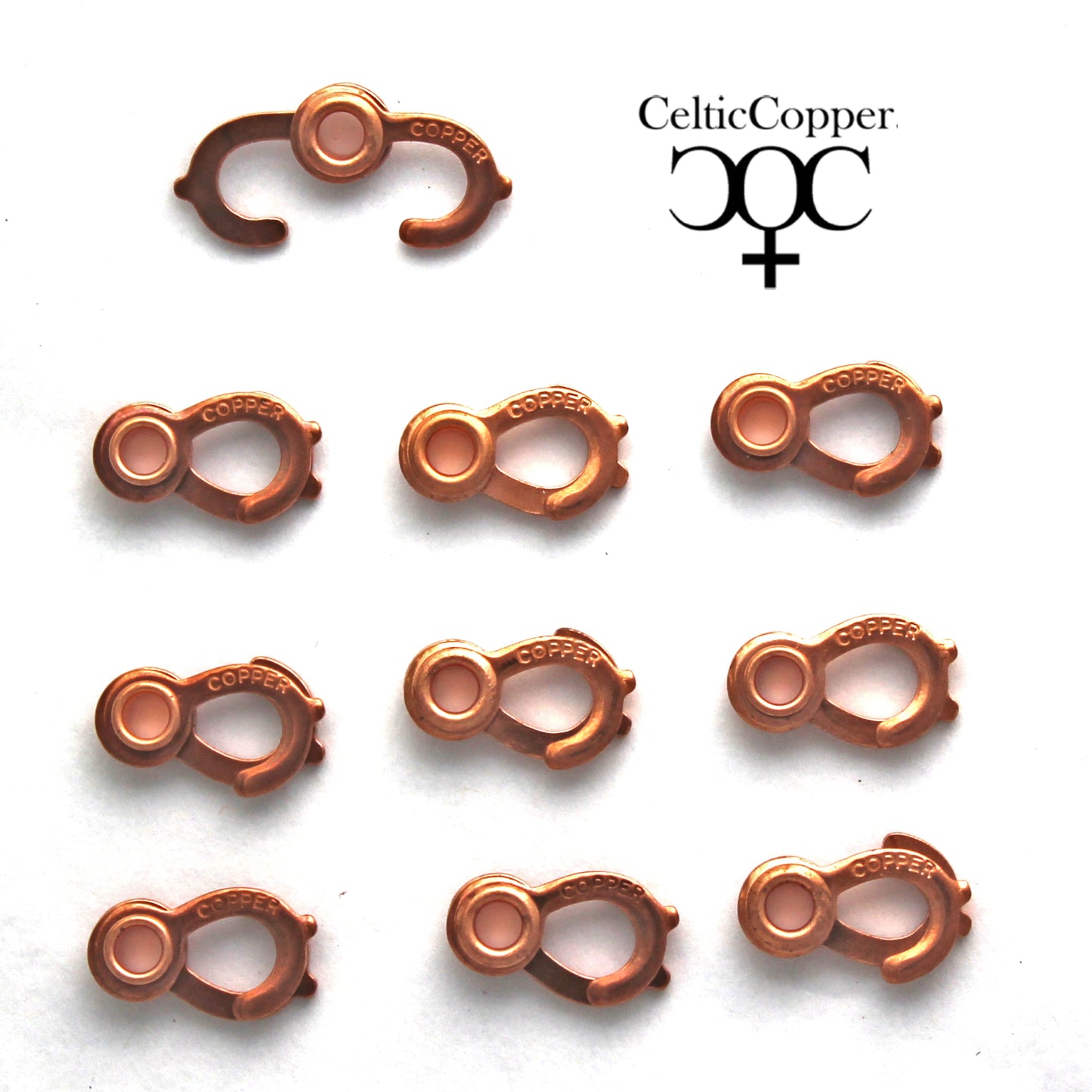 Copper Sister Hook Clasp Medium Large 16x10mm Solid Copper Sister Hook Clasps 3mm Hole Bulk Pack