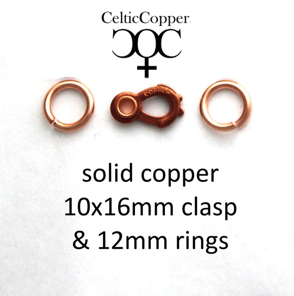 Set of 5 Solid Copper 16mm Sister Hook Clasps with Jump Rings JSCSH3 Heavy Duty Copper Clasp Kits
