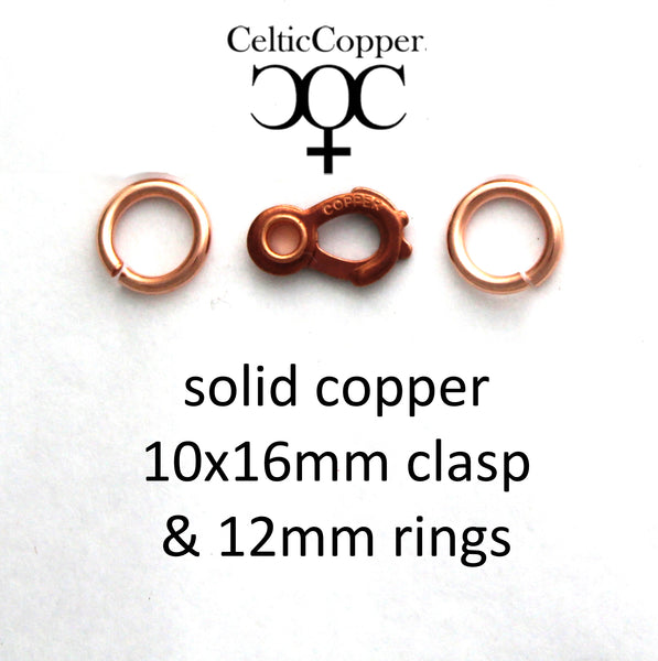 Solid Copper 16mm Sister Hook Clasp Kit with Jump Rings JSCSH1 Heavy Duty Copper Clasp Jewelry Repair