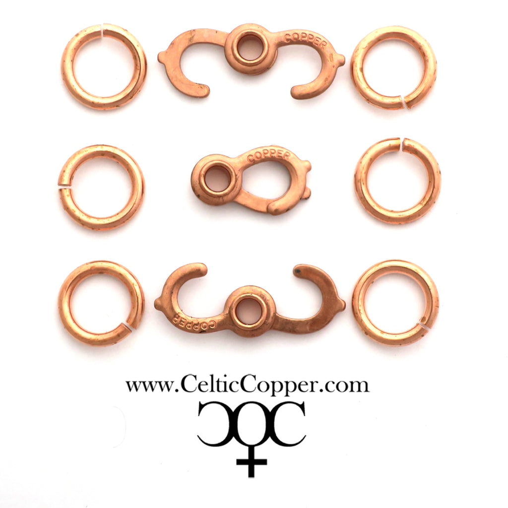 Set of 3 Solid Copper Clasp Kits 16mm Sister Hook with Jump Rings JSCSH3 Heavy Duty Copper Clasps