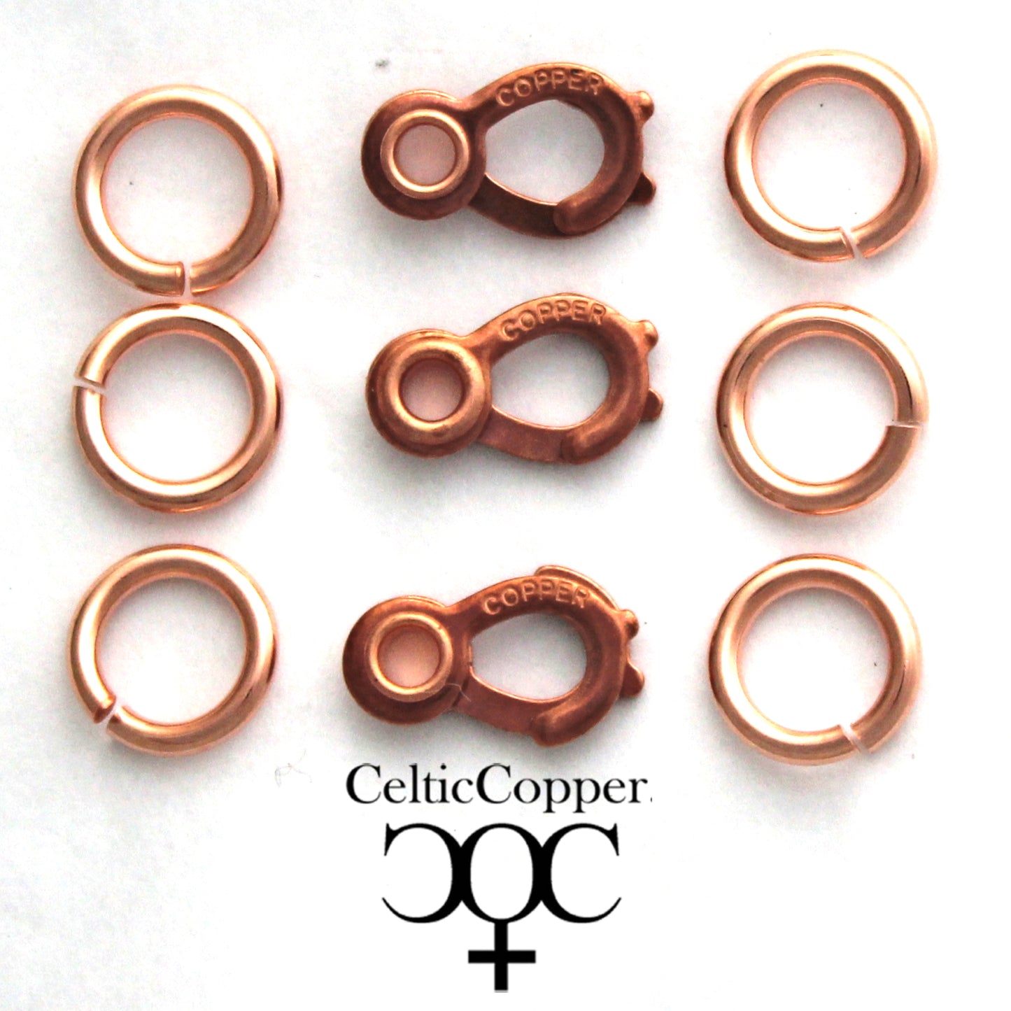 3 Copper Jewelry Repair Kits 9-Piece Set Clasp And Rings 16x10mm Solid Copper Sister Hook Clasp Kit