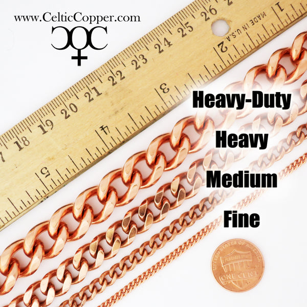 Copper Necklace Chain Set For Men Heavy Duty 24" Curb Chain Necklace And Matching Bracelet SET7924