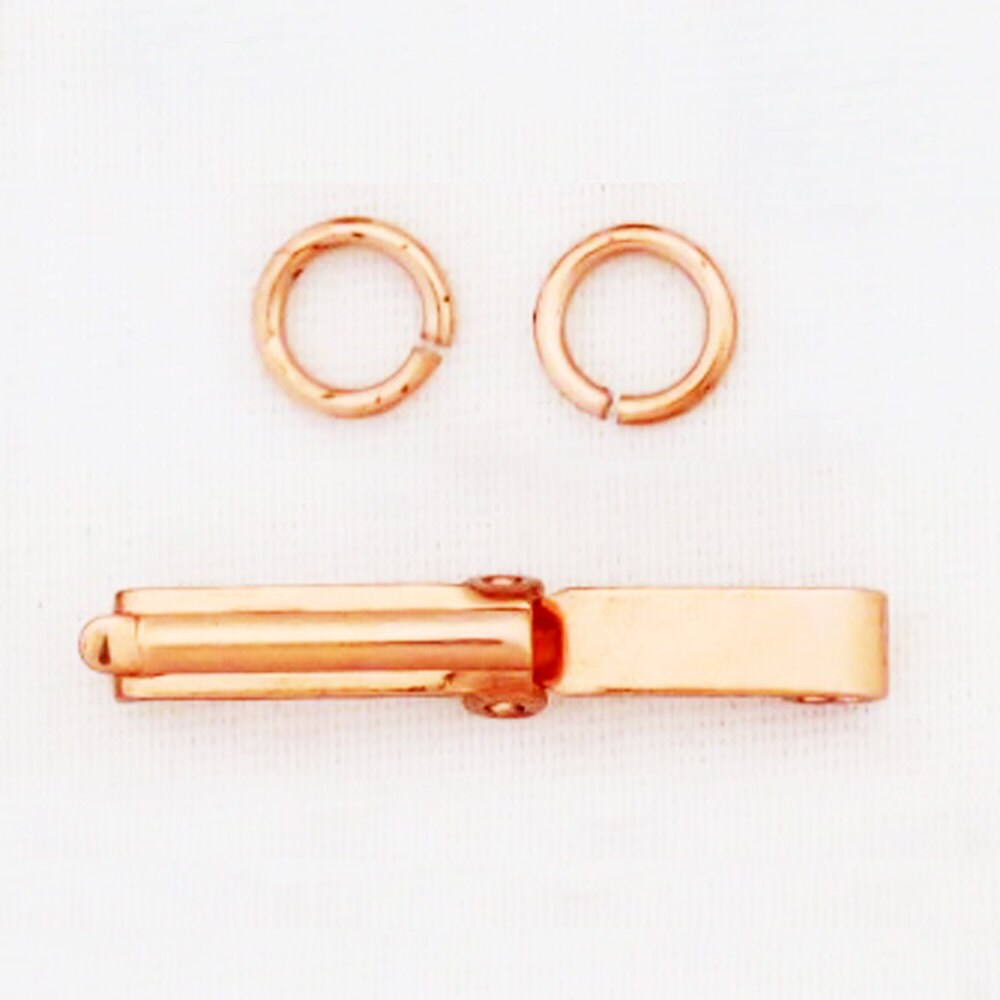Fine Fold Over Copper Clasp Repair Kit 4x14 mm Single Solid Copper Clasp Kit with 2 Rings