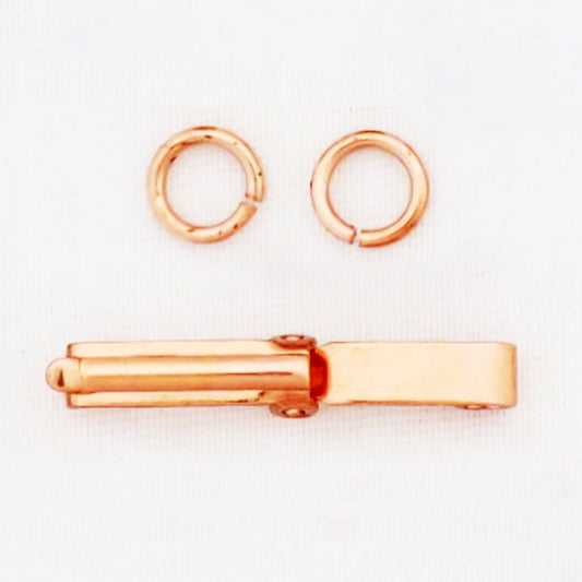 Fine Fold Over Copper Clasp Repair Kit 4x14 mm Single Solid Copper Clasp Kit with 2 Rings
