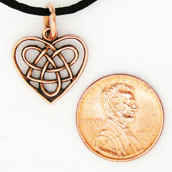 Celtic Knot Work Heart Charm Necklace PC02 Solid Copper Pendant Necklace on Copper Chain