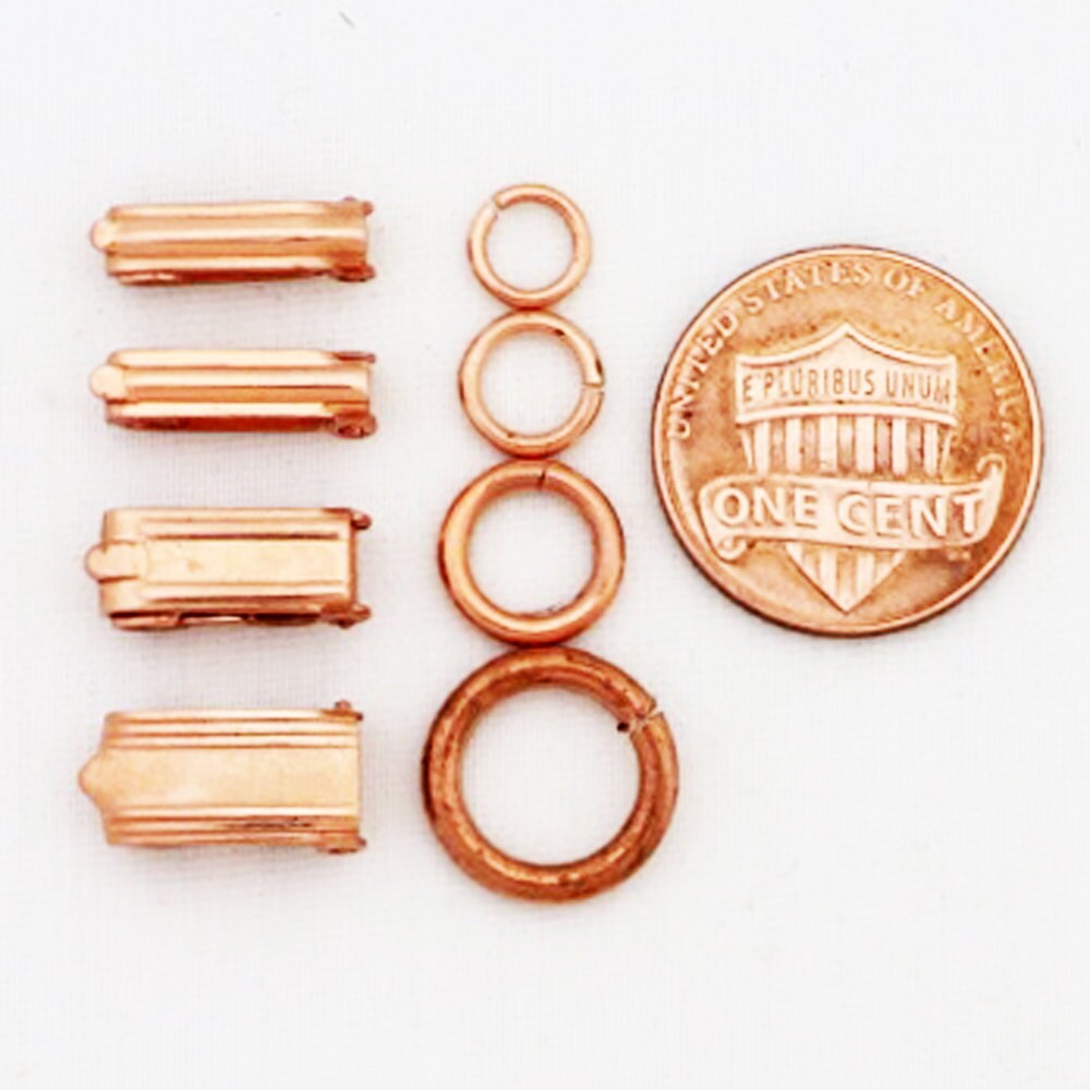 Medium Fold Over Copper Clasp Repair Kit 4x14 mm Single Solid Copper Clasp Kit with 2 Rings