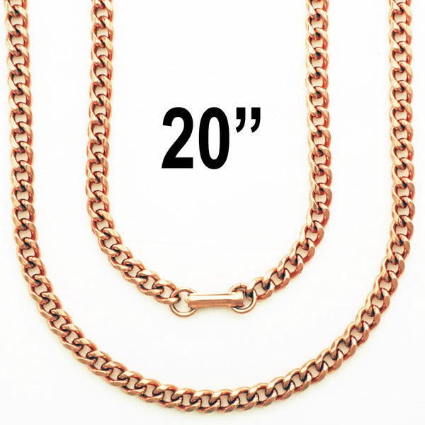Solid Copper Necklace Chain Medium 5mm Cuban Curb Chain Necklace NC72 Pure Copper Curb Curb Chain Necklace 20 Inch Chain