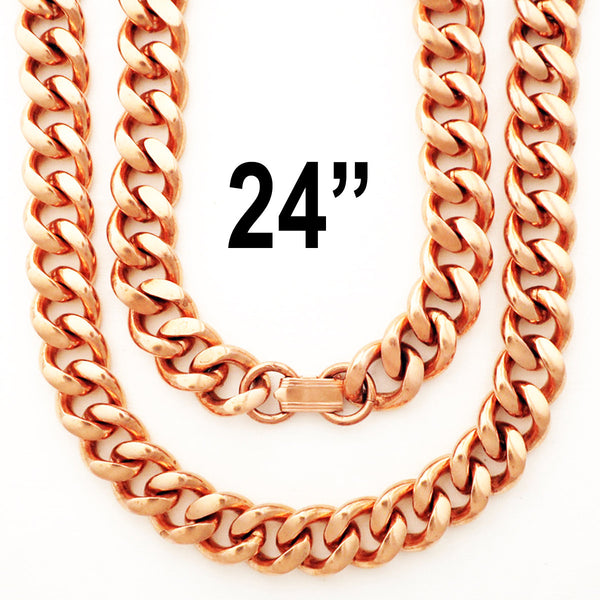 Solid Copper Necklace Chain Heavy Duty Cuban Curb Chain Necklace NC79 Extra Heavy 13mm Copper Curb Chain Necklace 24 Inch Chain