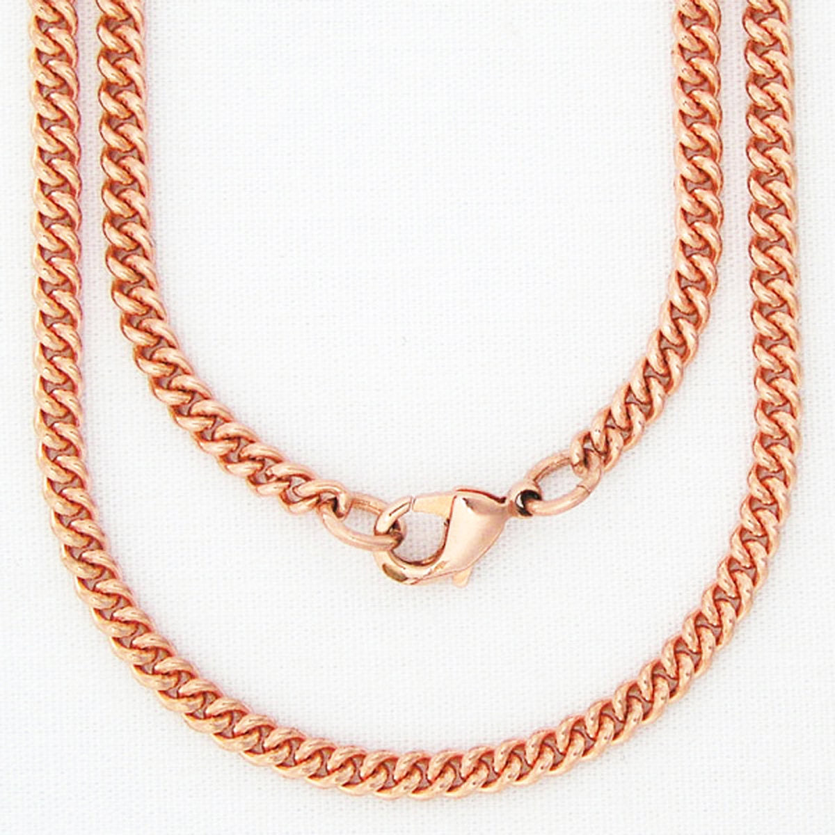 Solid Copper Necklace Chain Fine 3mm Cuban Curb Chain Necklace NC71 Solid Copper Chain Necklace 24"