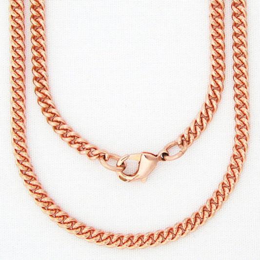 Copper Curb Chain Necklace Fine 3mm Pure Copper Necklace Chain All Sizes Brass Lobster Clasp