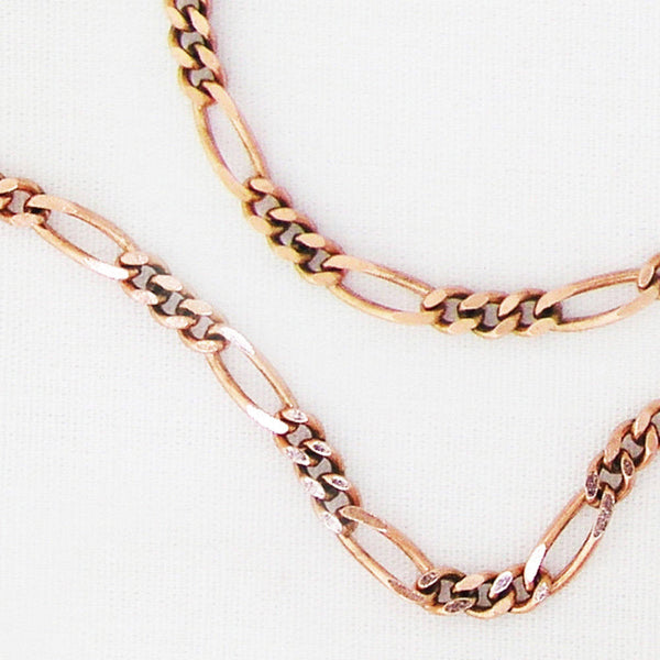 Solid Copper Necklace Chain Fine Copper Figaro Chain Necklace NC41 Italian Style Figaro Solid Copper Chain Necklace 20 Inch Chain