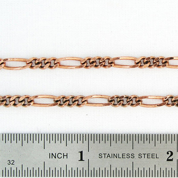 Solid Copper Necklace Chain Fine Copper Figaro Chain Necklace NC41 Italian Style Figaro Solid Copper Chain Necklace 20 Inch Chain