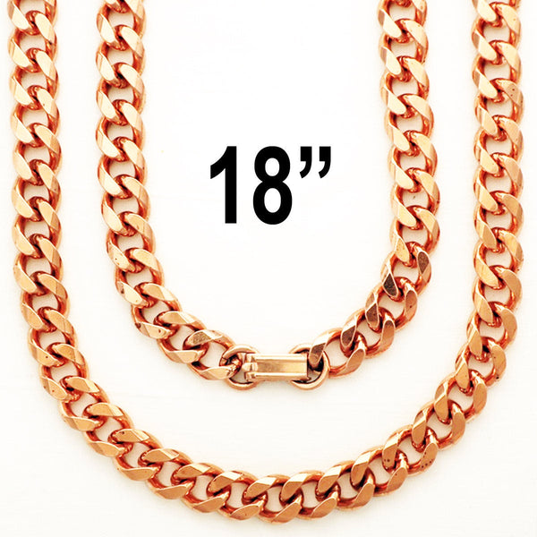 Copper Jewelry Set Heavy Cuban Curb Chains SET76 Solid Copper Necklace Matching Copper Bracelet Set