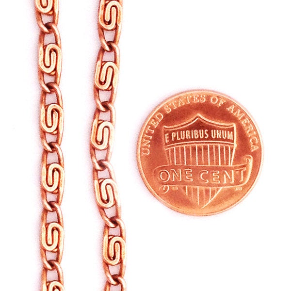 Solid Copper Fine Scroll Necklace Chain 24 Inches NC61 Long Celtic Copper Scroll Chain Necklace
