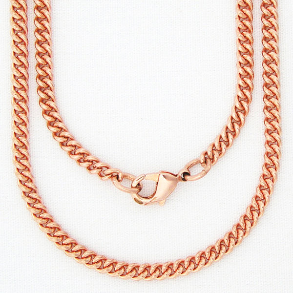 Solid Copper Necklace Chain Fine 3mm Cuban Curb Chain Necklace NC71 Solid Copper Chain Necklace 20"