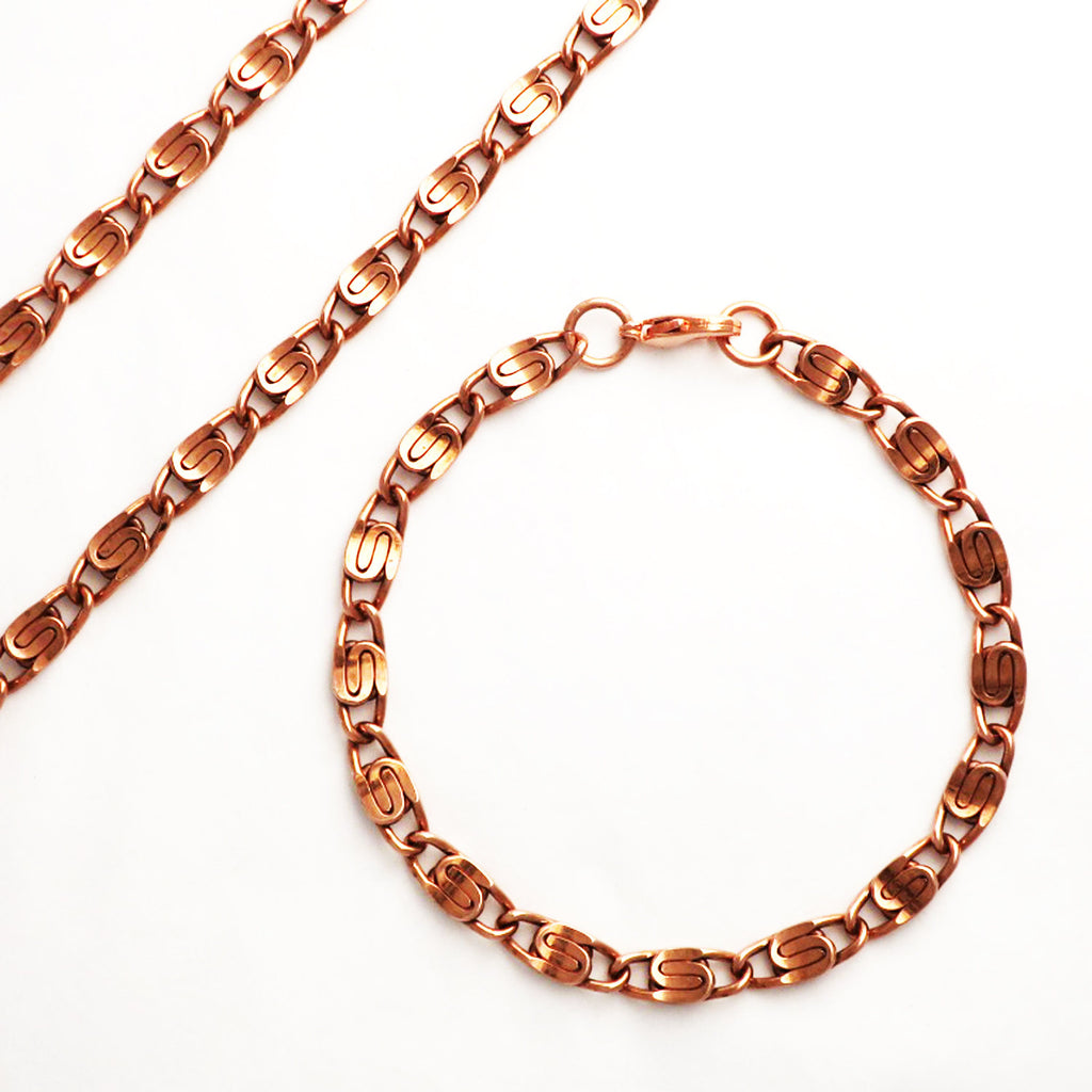 Scroll Chain | Copper Jewelry Set | Solid Copper Chain Necklaces | Bracelet  SET66