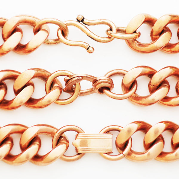 Copper Jewelry Set Heavy Cuban Curb Chains SET76 Solid Copper Necklace Matching Copper Bracelet Set