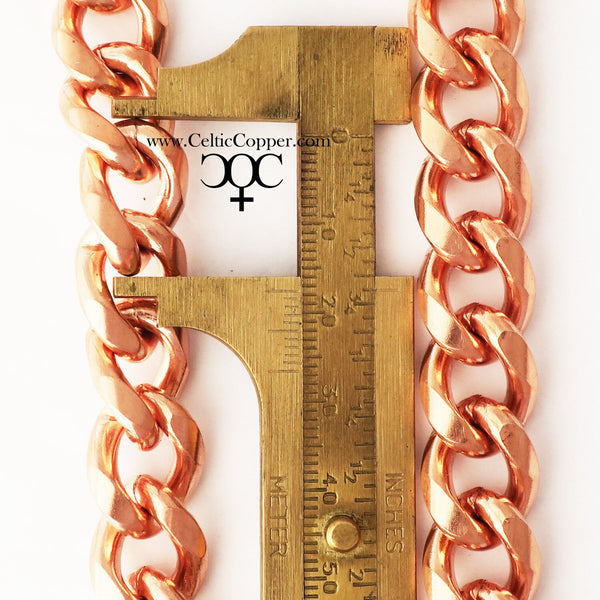 Solid Copper Bracelet Chain B79-8 Men's Bold 8" Heavy Duty Copper Cuban Curb Chain Bracelet