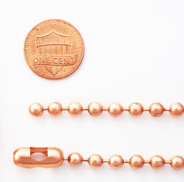 Solid Copper Necklace Chain Copper Bead Chain Necklace NC48 Medium 4.8mm Copper Necklace Chain 18 20 24 36 Inch Chain