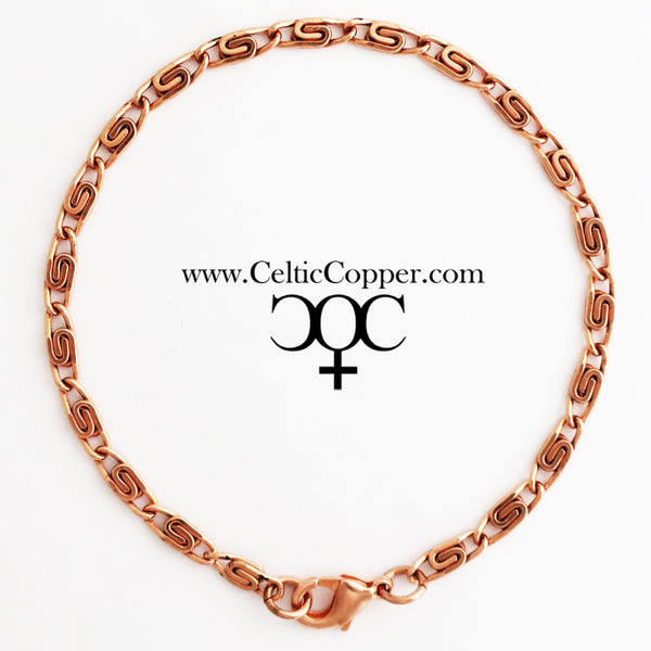 Solid Copper Bracelet Chain Celtic Copper Fine Scroll Chain Bracelet BC61 Solid Copper Celtic Bracelet Chain 3mm