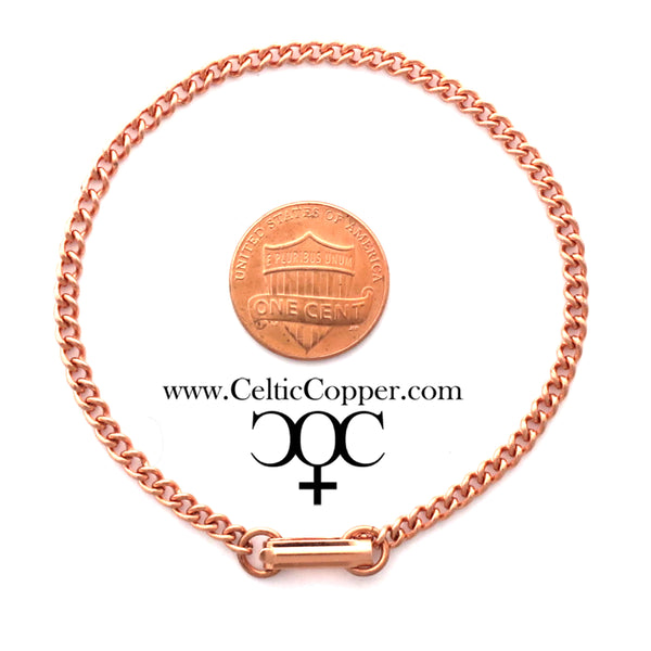 Solid Copper Bracelet Chain Fine Cuban Curb Chain Bracelet BC71 Lightweight Comfortable 3mm Curb Copper Bracelet Chain