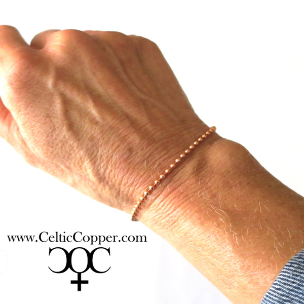 Solid Copper Bracelet Chain Fine Bead Chain Bracelet BC24 Pure Copper 2.4mm Bead Chain Bracelet