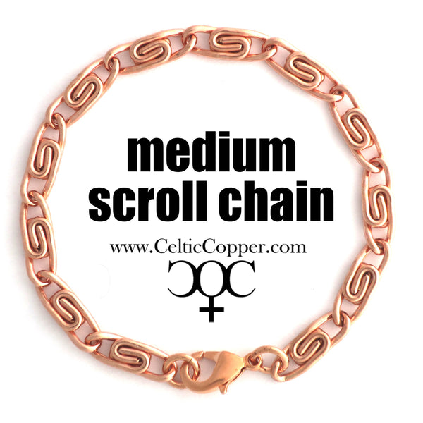 Solid Copper Bracelet Chain Medium Celtic Scroll Chain Bracelet BC66 Copper Bracelet Chain 5mm Scroll Chain Bracelet For Men And Women