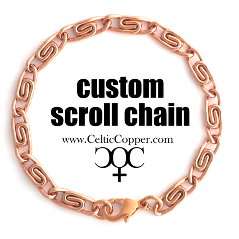 Custom Bracelet Chain Medium Celtic Scroll Chain Bracelet BC66C Custom Size Copper Bracelet Chain