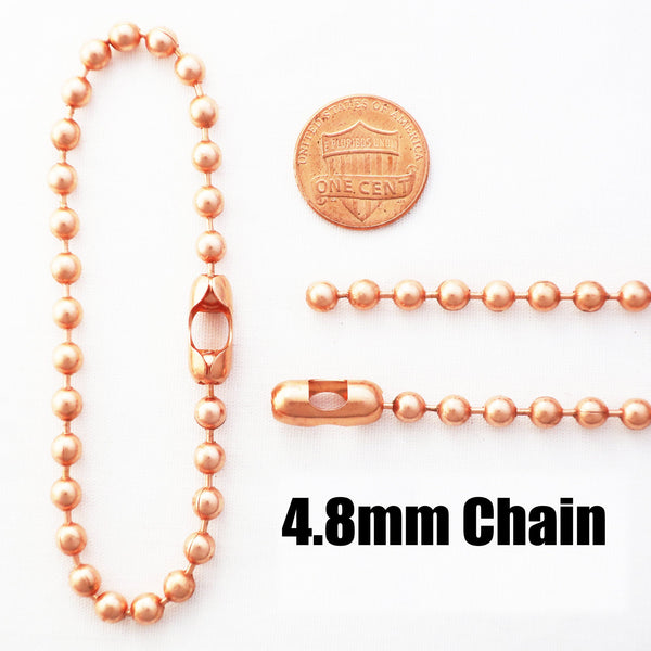 Custom Bracelet Chain Medium Copper Bead Chain Bracelet 4.8mm Custom Size Solid Copper Bracelet Chain