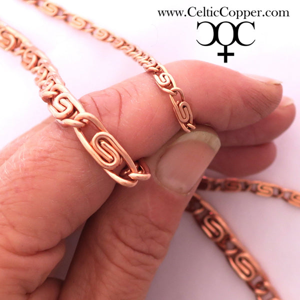 Solid Copper Necklace Chain Celtic Scroll Chain Necklace NC66 Medium 5mm Copper Necklace Celtic Copper Necklace 18 Inch Chain