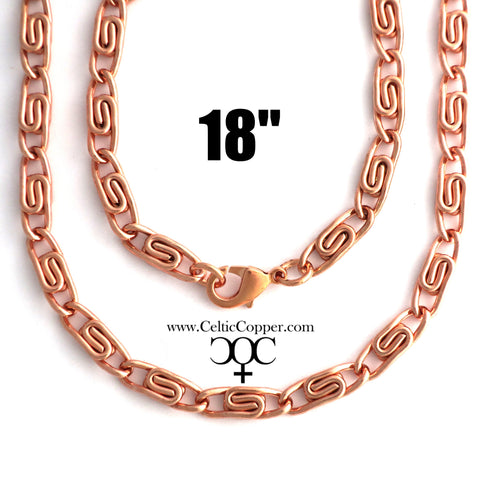 Solid Copper Necklace Chain Celtic Scroll Chain Necklace NC66 Medium 5mm Copper Necklace Celtic Copper Necklace 18 Inch Chain