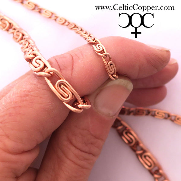 Solid Copper Necklace Chain Celtic Scroll Chain Necklace NC66 Medium 5mm Copper Necklace Celtic Copper Necklace 24 Inch Chain