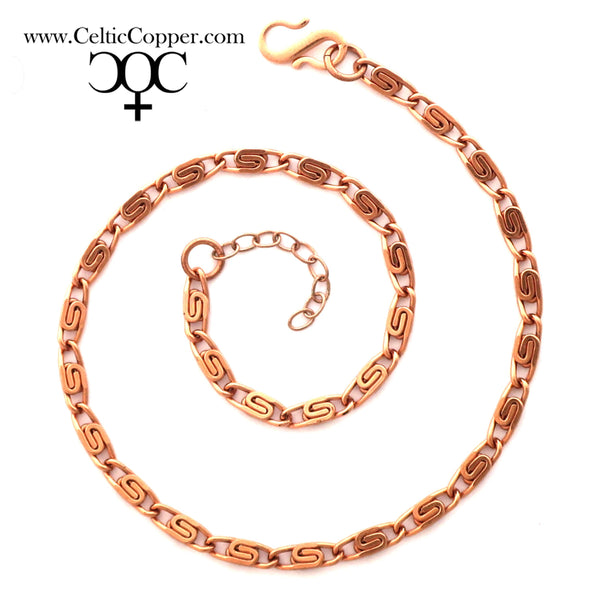 Solid Copper Ankle Bracelet Fine Celtic Scroll Chain Anklet AC61 Adjustable Fine Solid Copper Celtic Ankle Chain