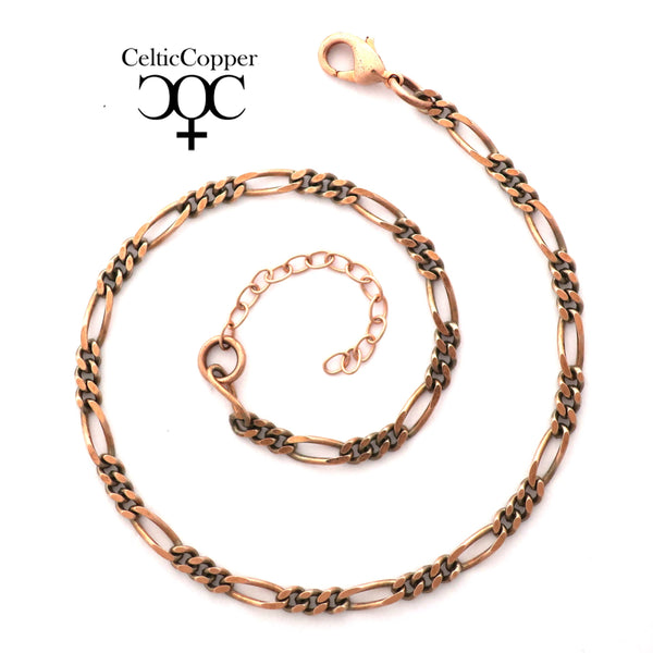 Solid Copper Ankle Bracelet Fine Figaro Chain Anklet AC41 Lightweight Adjustable Copper Figaro Anklet Chain