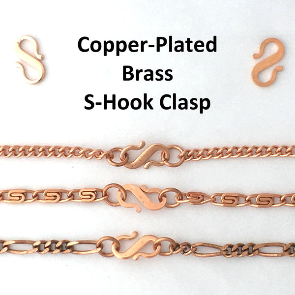 Solid Copper Anklet Set Cuban Curb Chain Ankle Bracelets AC71S Set of 2 Fine Curb Adjustable Solid Copper Chain Anklets