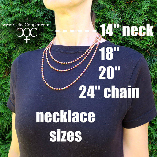 Solid Copper Necklace Chain Copper Bead Chain Necklace NC24 Fine 2.4 Copper Necklace Chain 18 20 24 36 Inch Chain