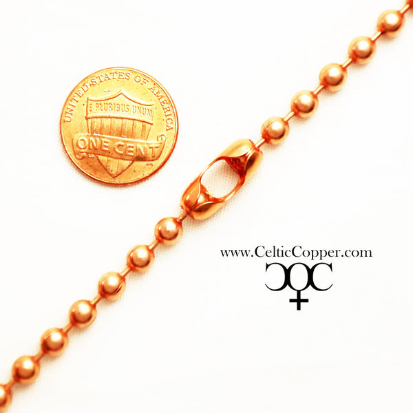 Custom Necklace Chain Solid Copper Bead Chain Necklace NC48M Medium Ball Chain 4.8mm Copper Necklace Chain Custom Sizes