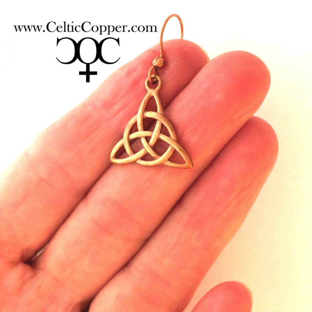 Copper Earrings Celtic Trine Copper Dangle Earrings EC3 Solid Copper Drop Earrings Triquetra Symbol