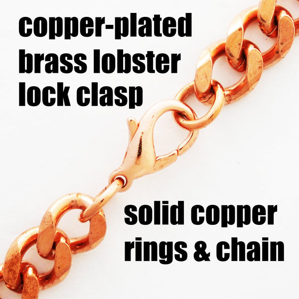 Solid Copper Bracelet Chain B79-8 Men's Bold 8" Heavy Duty Copper Cuban Curb Chain Bracelet