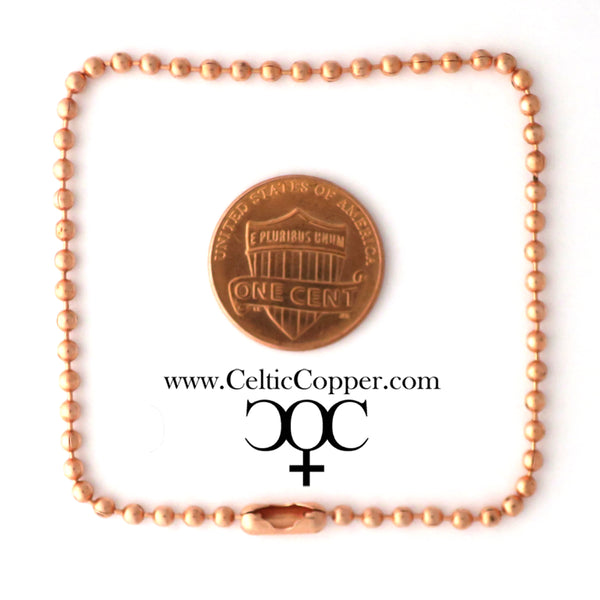 Solid Copper Bracelet Chain Fine Bead Chain Bracelet BC24 Pure Copper 2.4mm Bead Chain Bracelet