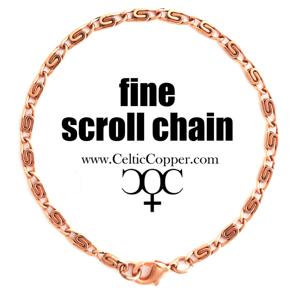 Solid Copper Bracelet Chain Celtic Copper Fine Scroll Chain Bracelet BC61 Solid Copper Celtic Bracelet Chain 3mm