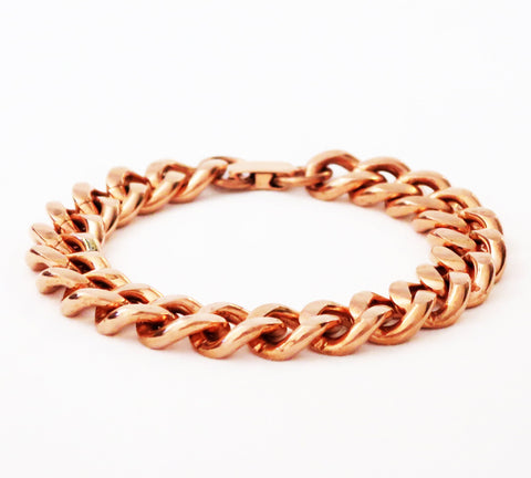 Solid Copper Bracelet Chain B79-8 Men's Bold 8" Heavy Duty Copper Cuban Curb Chain Bracelet