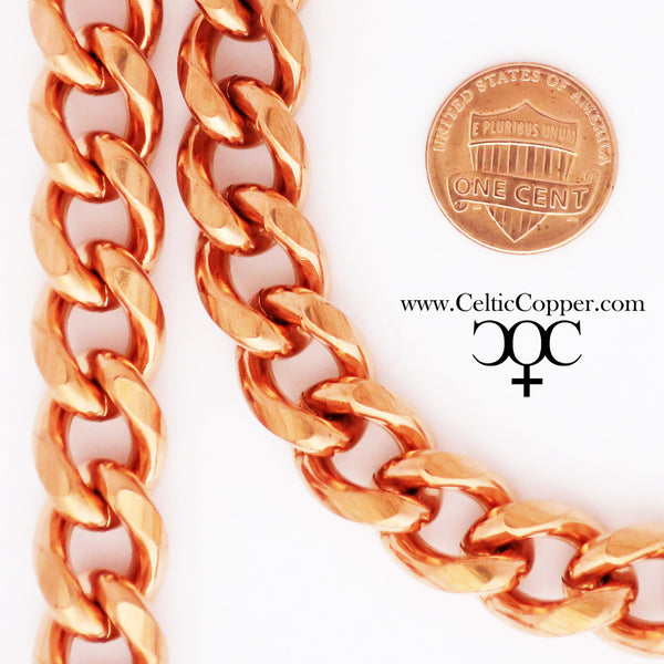 Solid Copper Necklace Chain Heavy Duty Cuban Curb Chain Necklace NC79 Extra Heavy 13mm Copper Curb Chain Necklace 18 Inch Chain