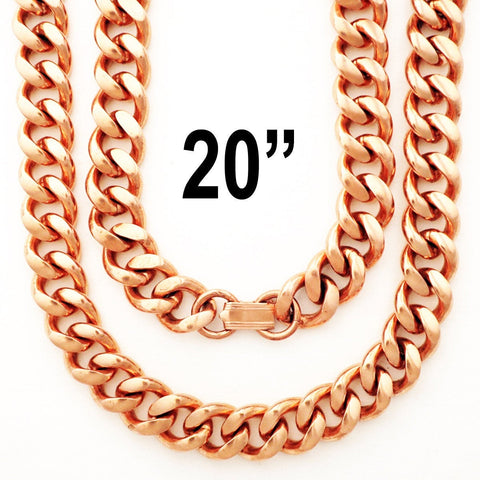 Solid Copper Necklace Chain Heavy Duty Cuban Curb Chain Necklace NC79 Extra Heavy 13mm Copper Curb Chain Necklace 20 Inch Chain